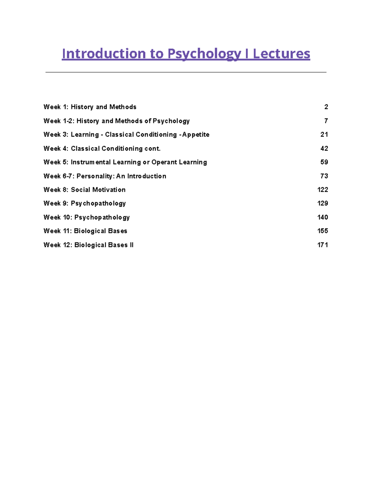 Introduction to Psychology I Lectures - PSYU1104 - MQ - Studocu