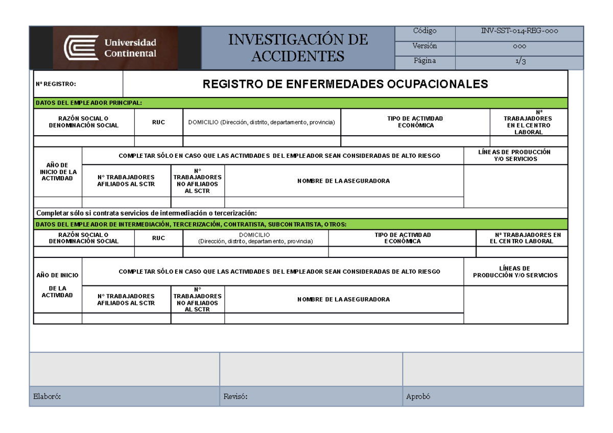 Formato De Investigacion De Accidentes Colmena www.studocu.com
