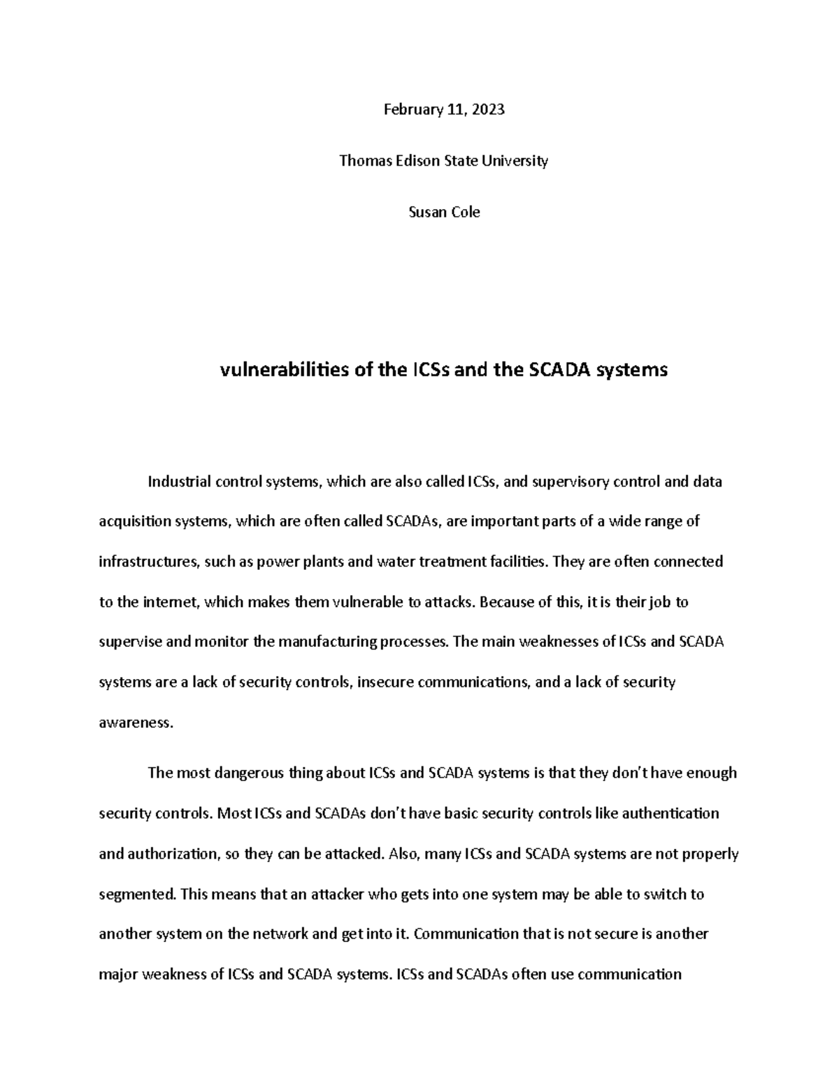 Vulnerabilities of the ICSs and the Scada systems - February 11, 2023 ...