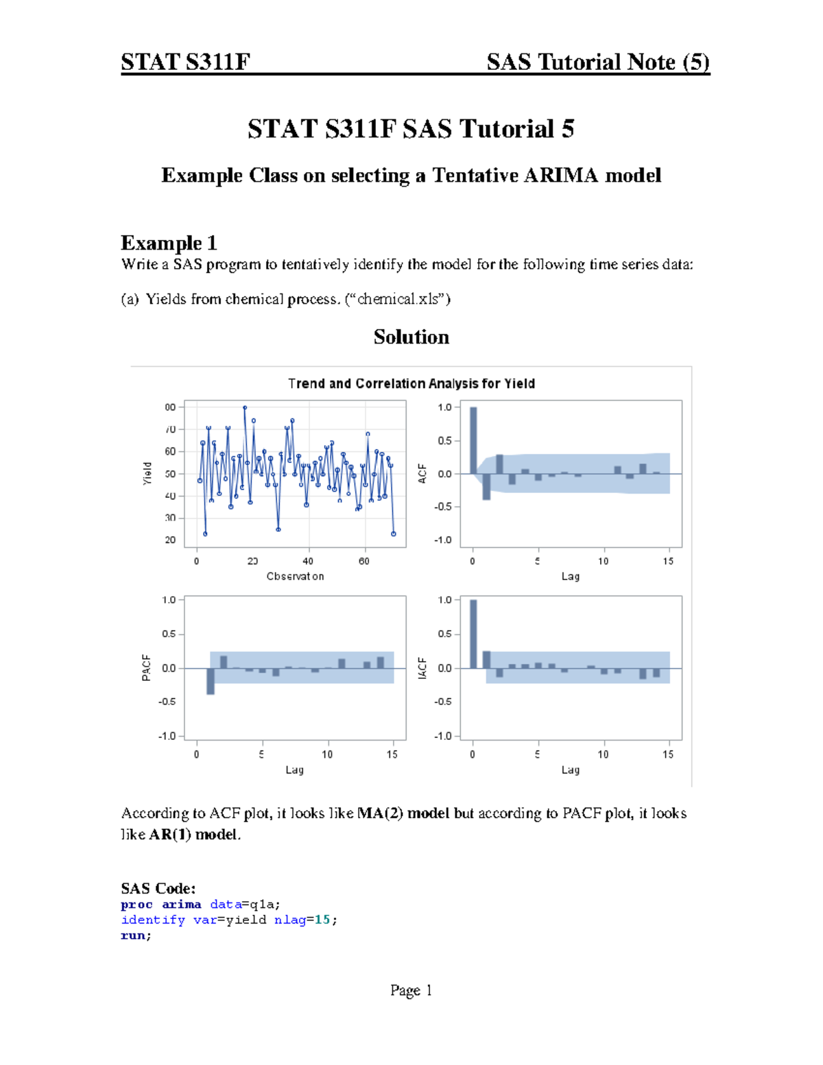 STAT S311F SAS Lab 5(Jan 2017 Presentation) - STAT S311F SAS Tutorial 5 ...