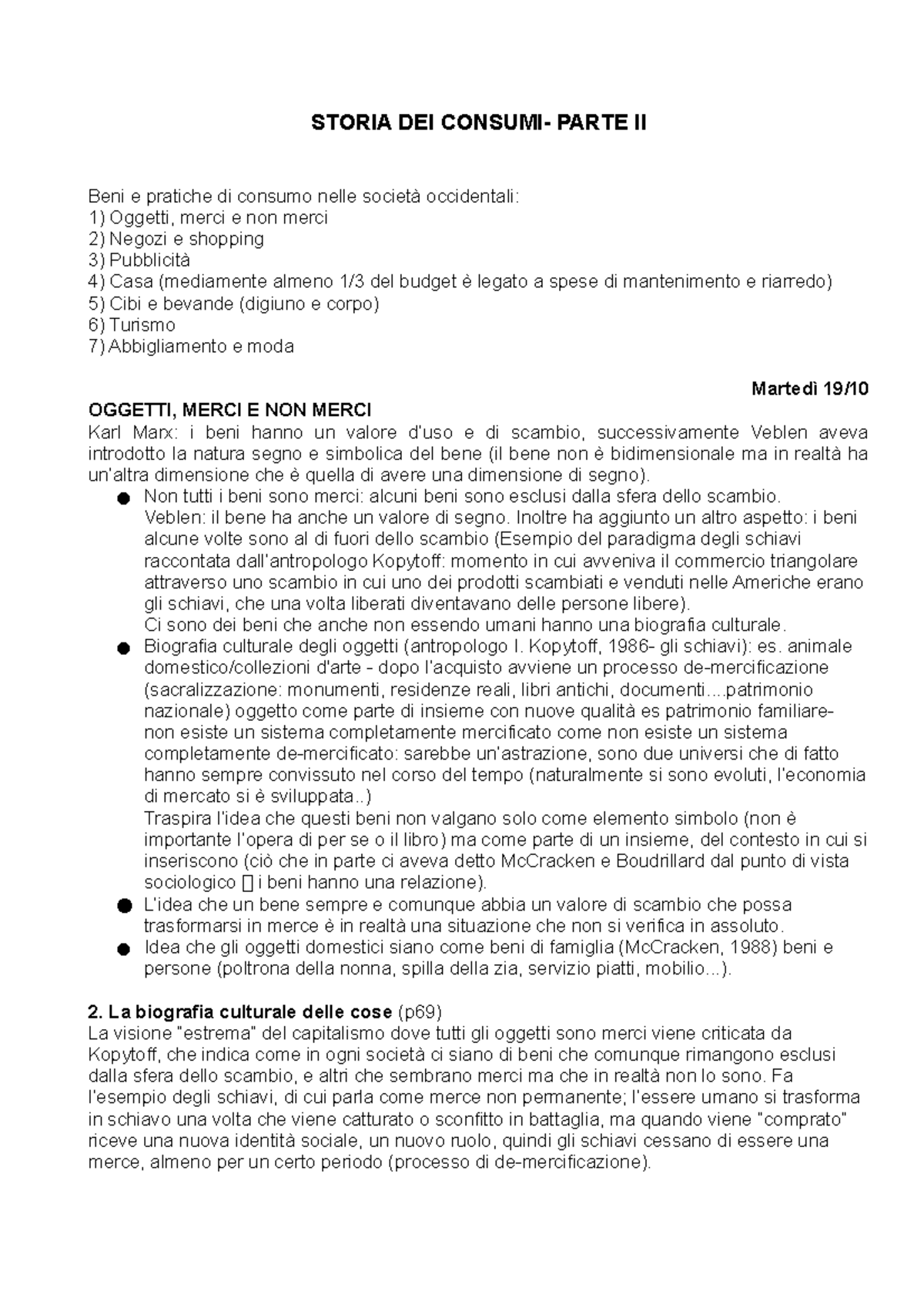 Storia DEI Consumi II STORIA DEI CONSUMI PARTE II Beni e pratiche di