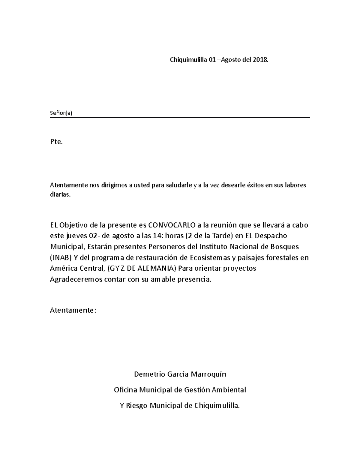 Carta De Invitacion Alemania Carta invitacion de alemania internacional - Chiquimulilla 01 –Agosto