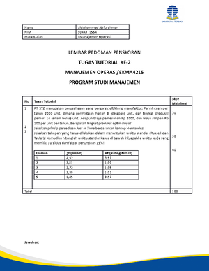 Soal Tugas 1 - EKMA4215 - Kkkkkkkk - LEMBAR SOAL TUGAS TUTORIAL KE ...