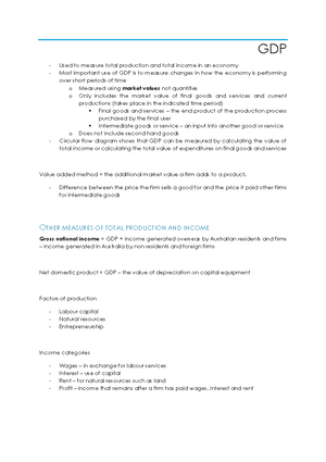 Macro Notes - Macroeconomics: tutor- Long@monash GDP ( Gross domestic ...
