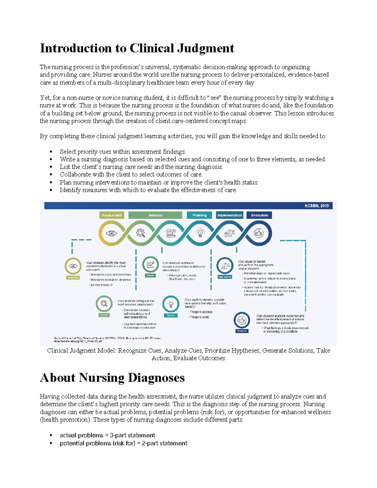 Edapt-Clinical Judgment Notes - Introduction To Clinical Judgment The ...