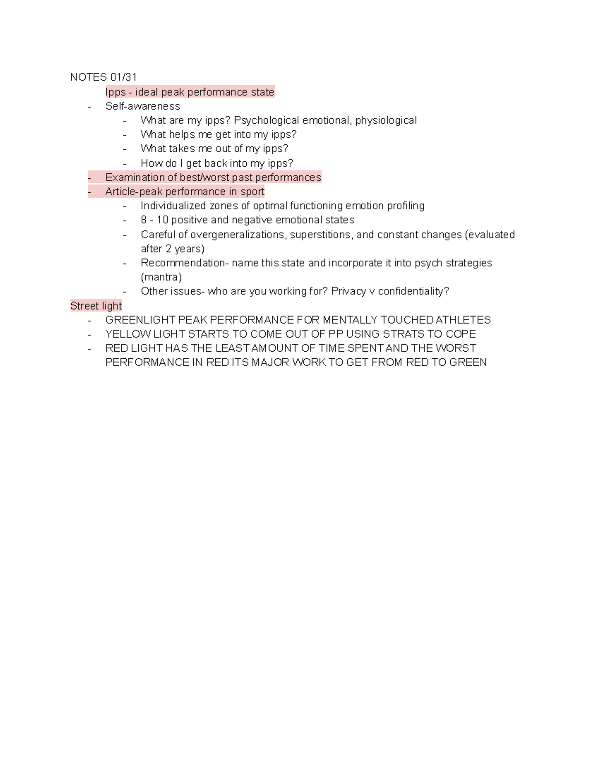 Sep 3 notes - peak preformance - NOTES 01/ Ipps - ideal peak ...
