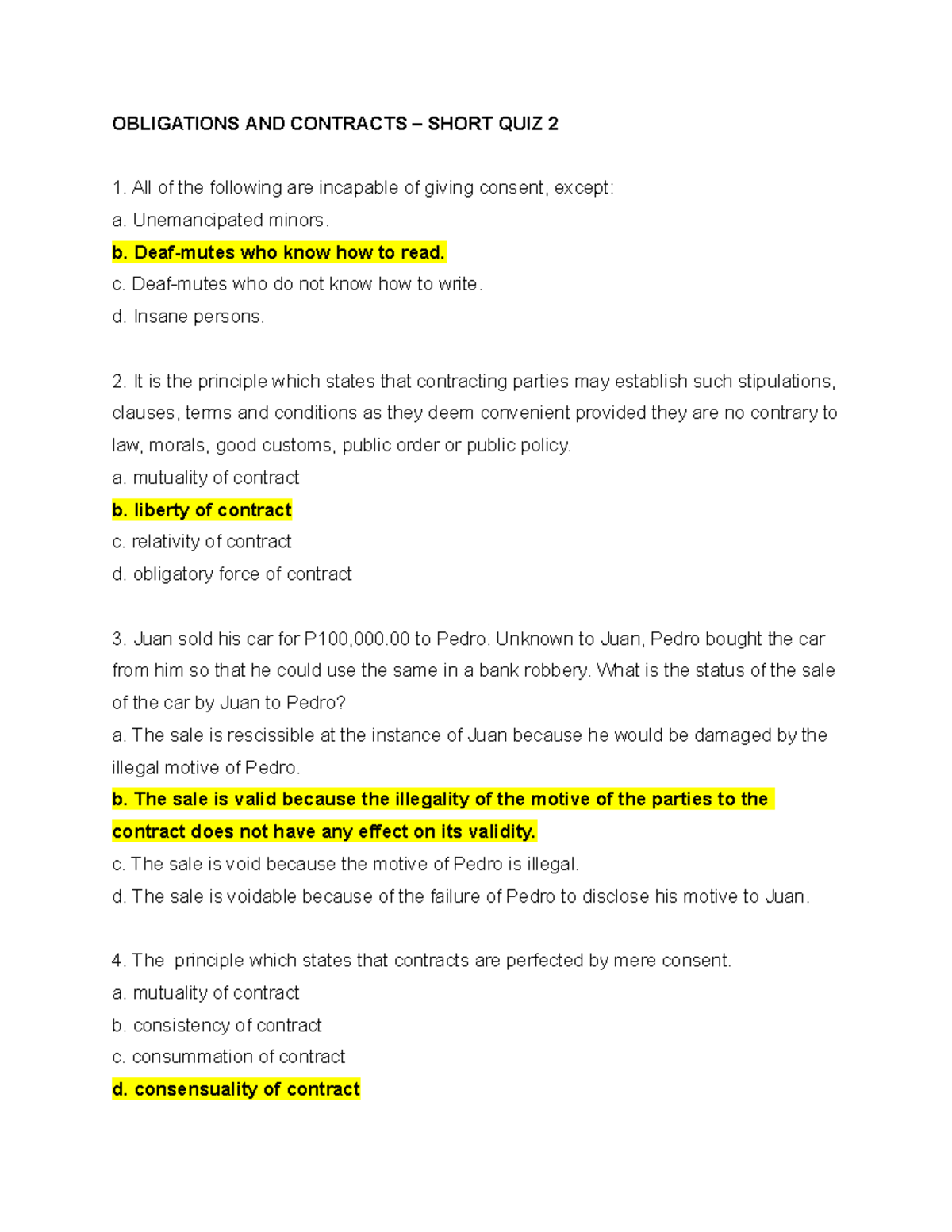 Obligations And Contracts Short Quiz 2 Obligations And Contracts Short Quiz 2 All Of The Obligations And Contracts Short Quiz 2 Obligations And Contracts Short Quiz 2 All Of The