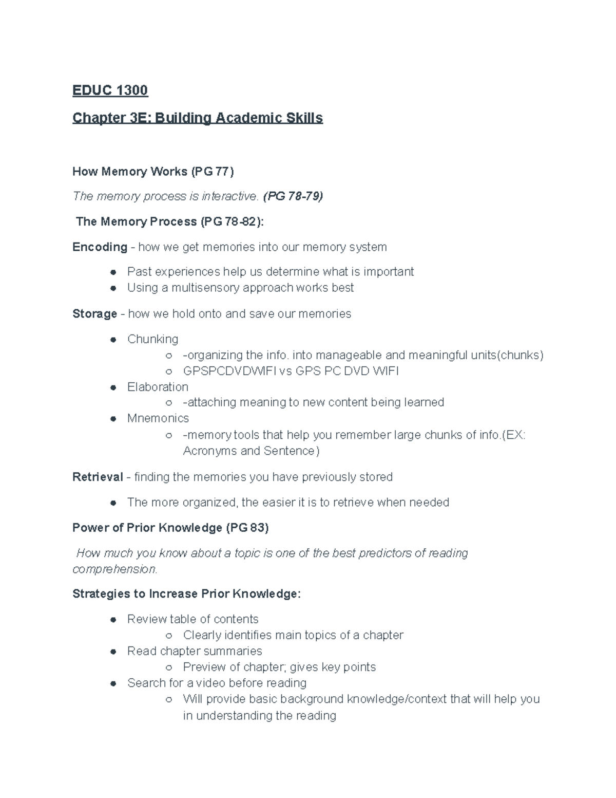 Chapter 3E Building Academic Skills - EDUC 1300 Chapter 3E: Building ...