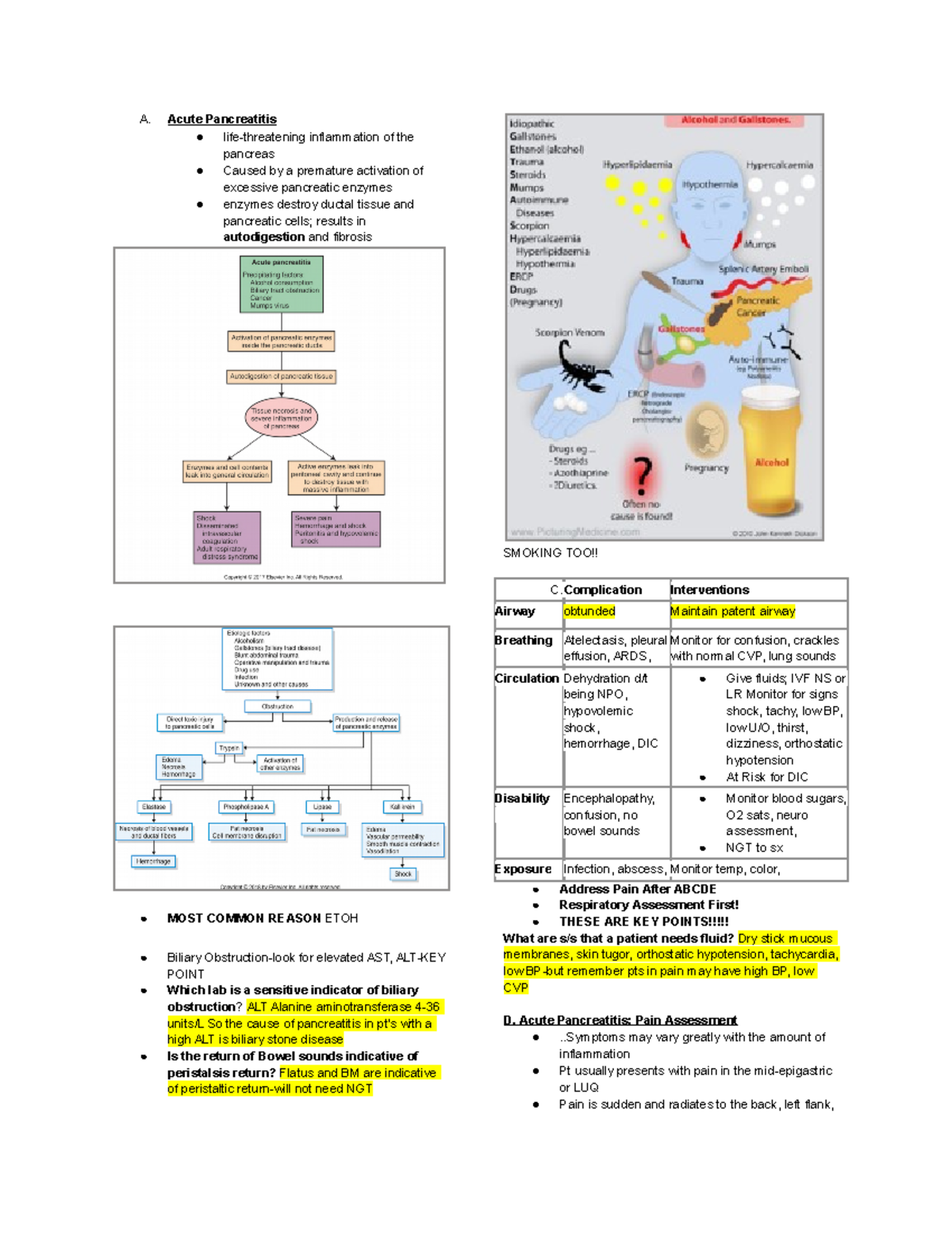 Pancreatitis - A. Acute Pancreatitis life-threatening inflammation of ...