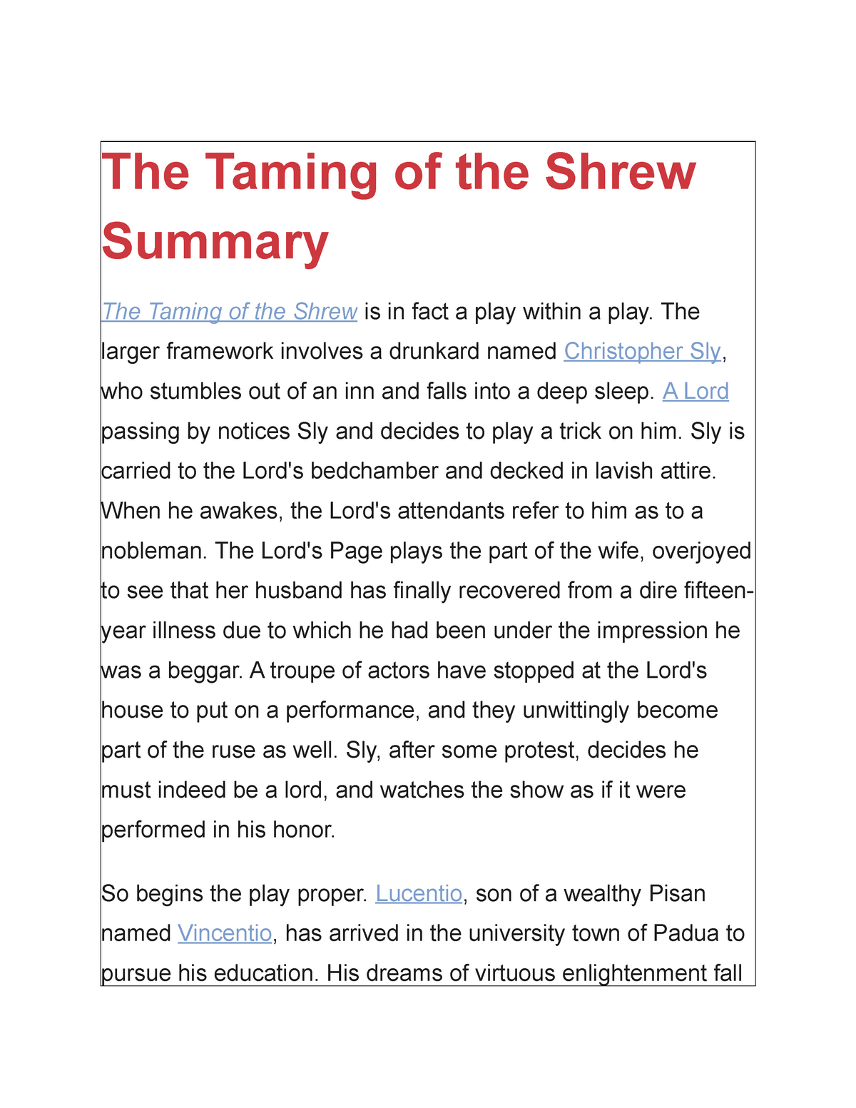 essay on taming of the shrew