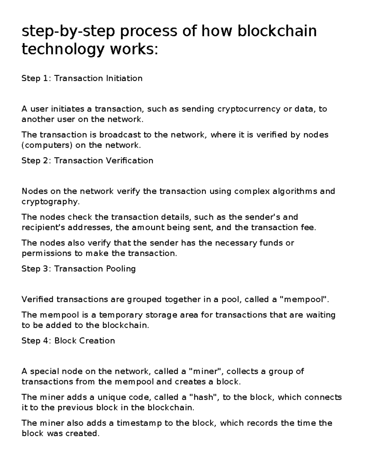 Step by step process how a blockchain technology work - step-by-step ...