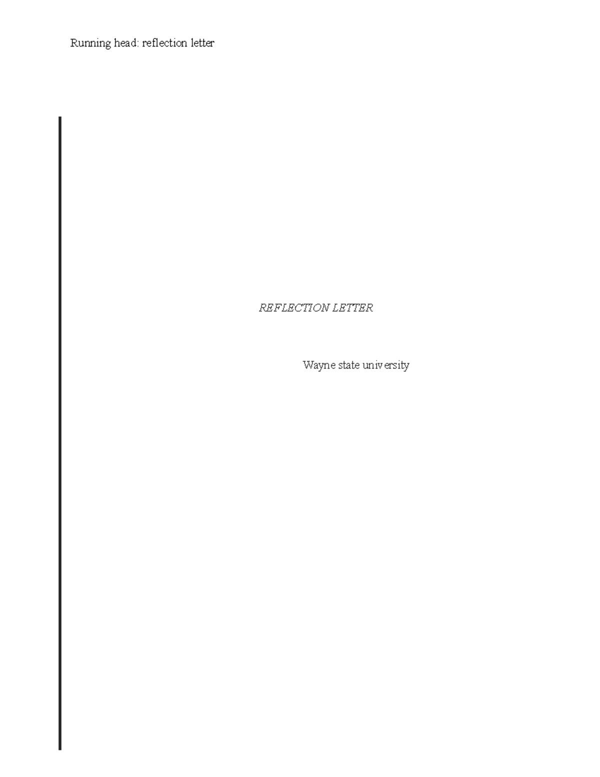 Reflection letter for eng 3010 - Running head: reflection letter ...