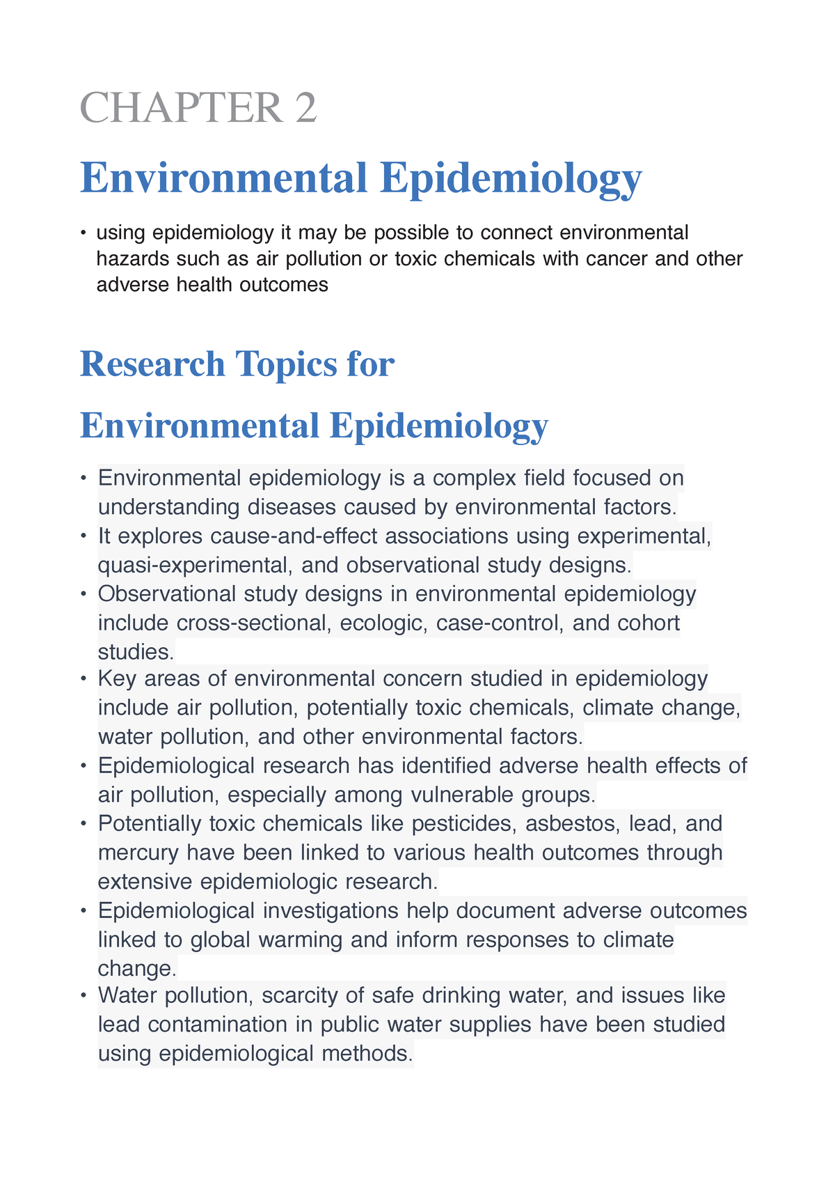 case study environmental epidemiology