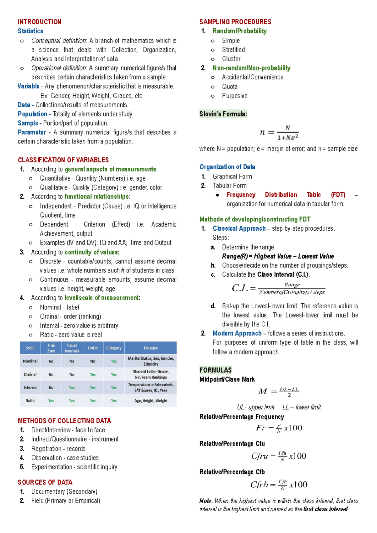 STAT 012 Engineering Data Analysis Reviewer - INTRODUCTION Statistics ...