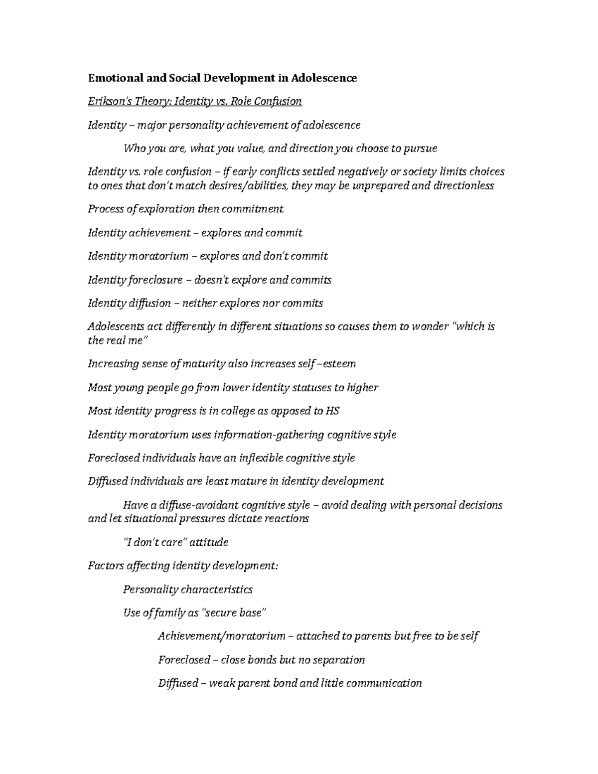 Ch 12 - Lecture 12 Notes - Emotional And Social Development In ...