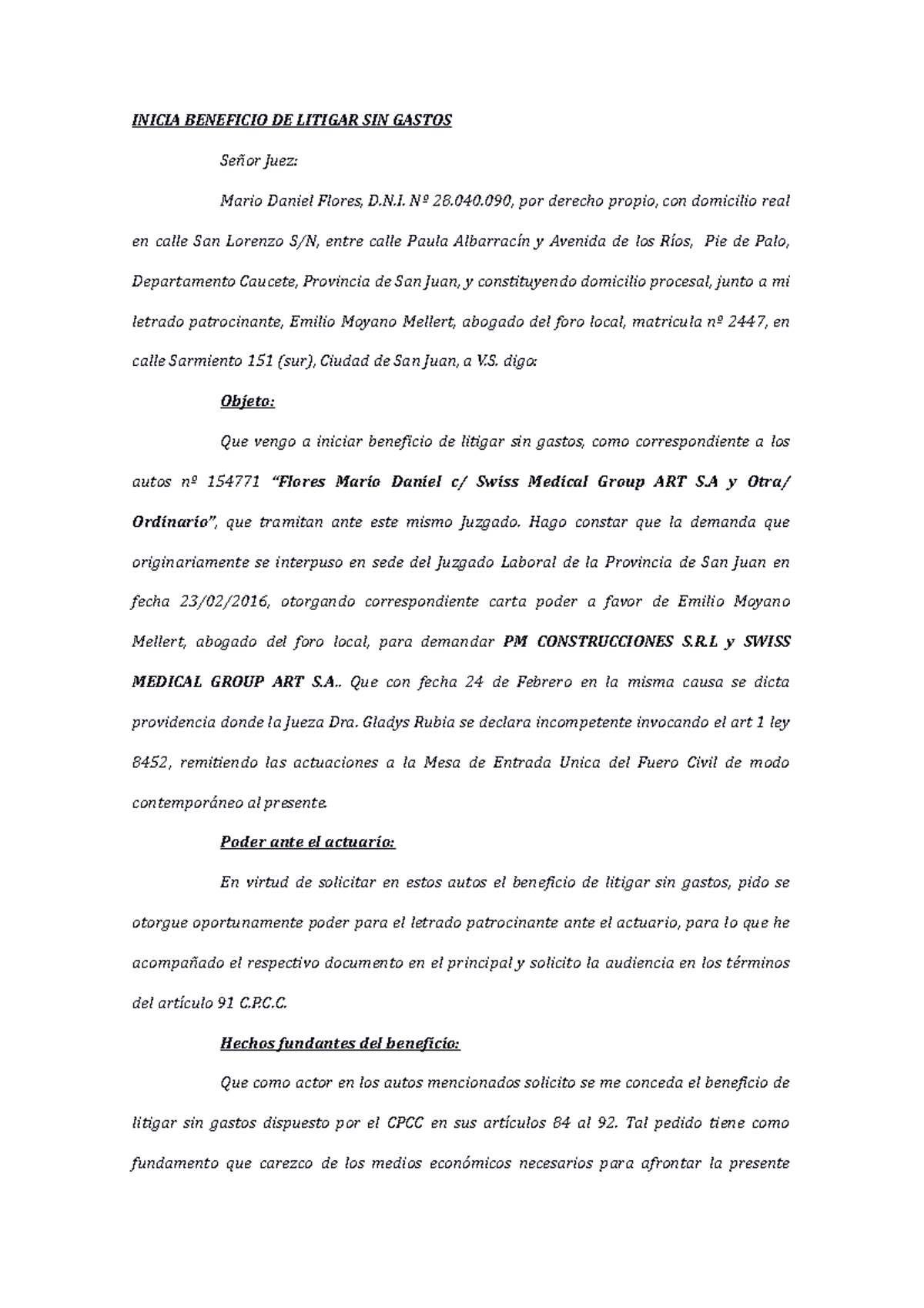 Inicia Beneficio DE Litigar SIN Gastos - INICIA BENEFICIO DE LITIGAR ...