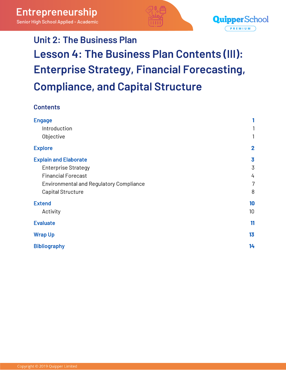 business plans lesson 2 unit 4