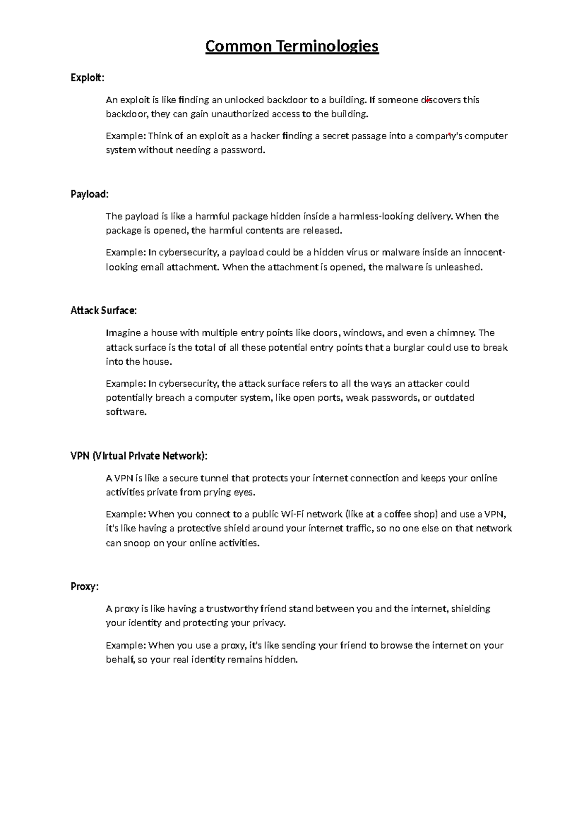 Common Terminologies - asd - Common Terminologies Exploit: An exploit ...
