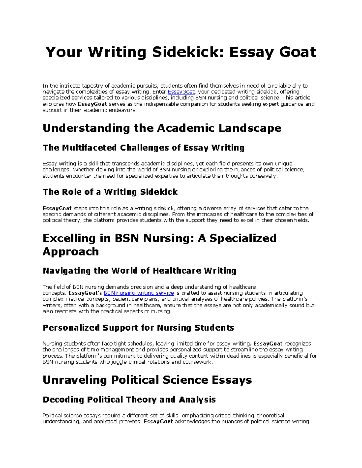 Your Writing Sidekick 4 - Enter EssayGoat, your dedicated writing ...