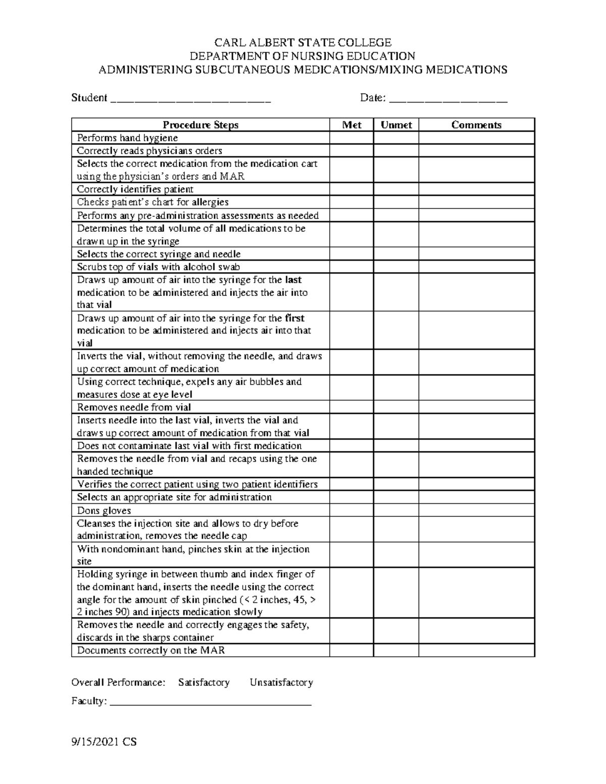 Fall 2021 Subcutaneous Medication Administration-Mixing Medications ...