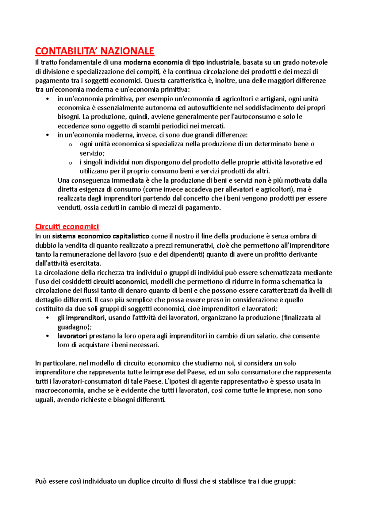 Contabilità Nazionale NAZIONALE Il tratto fondamentale di una moderna