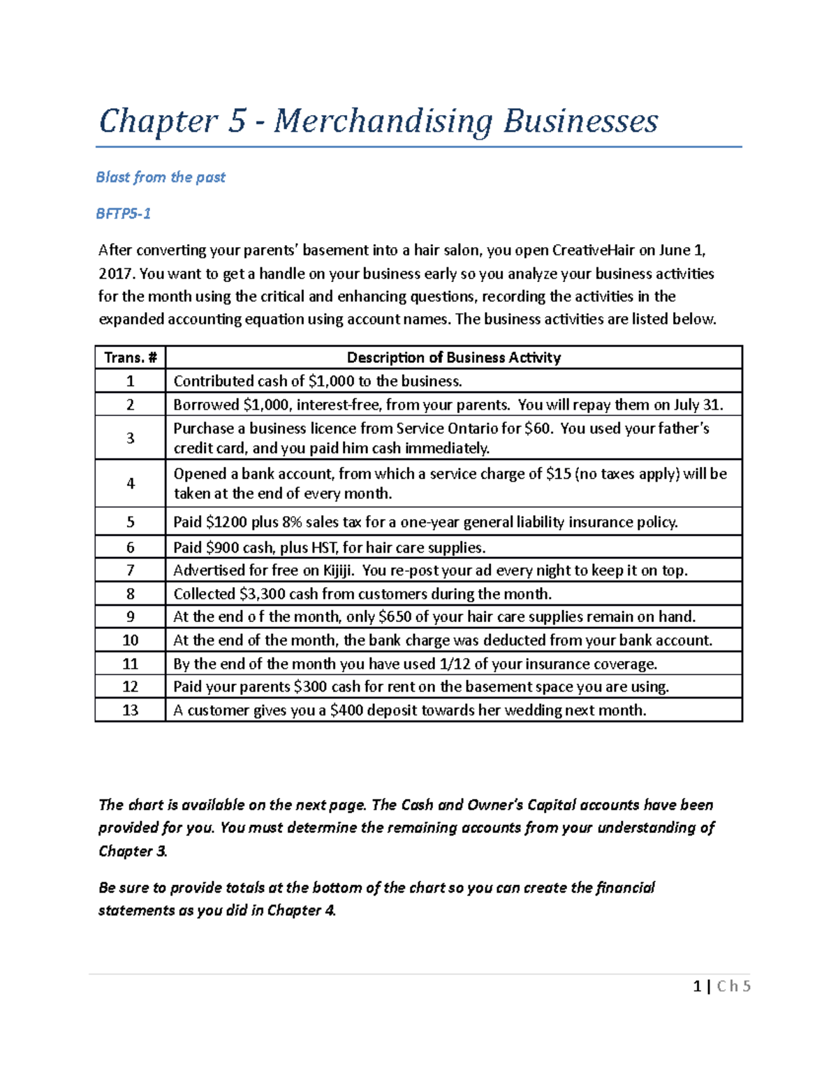 Chapter 5 - Merchandising Businesses - Student Copy Accounting ...