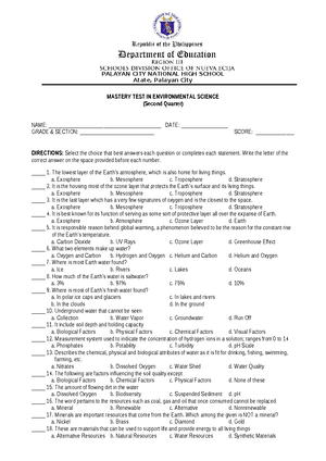 Gr - bshsh - Environmental Science Quarter 2 – Module 2 : Distribution ...