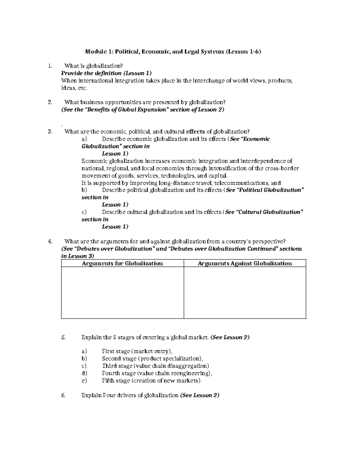 D080 Study Guide - Module 1: Political, Economic, And Legal Systems ...