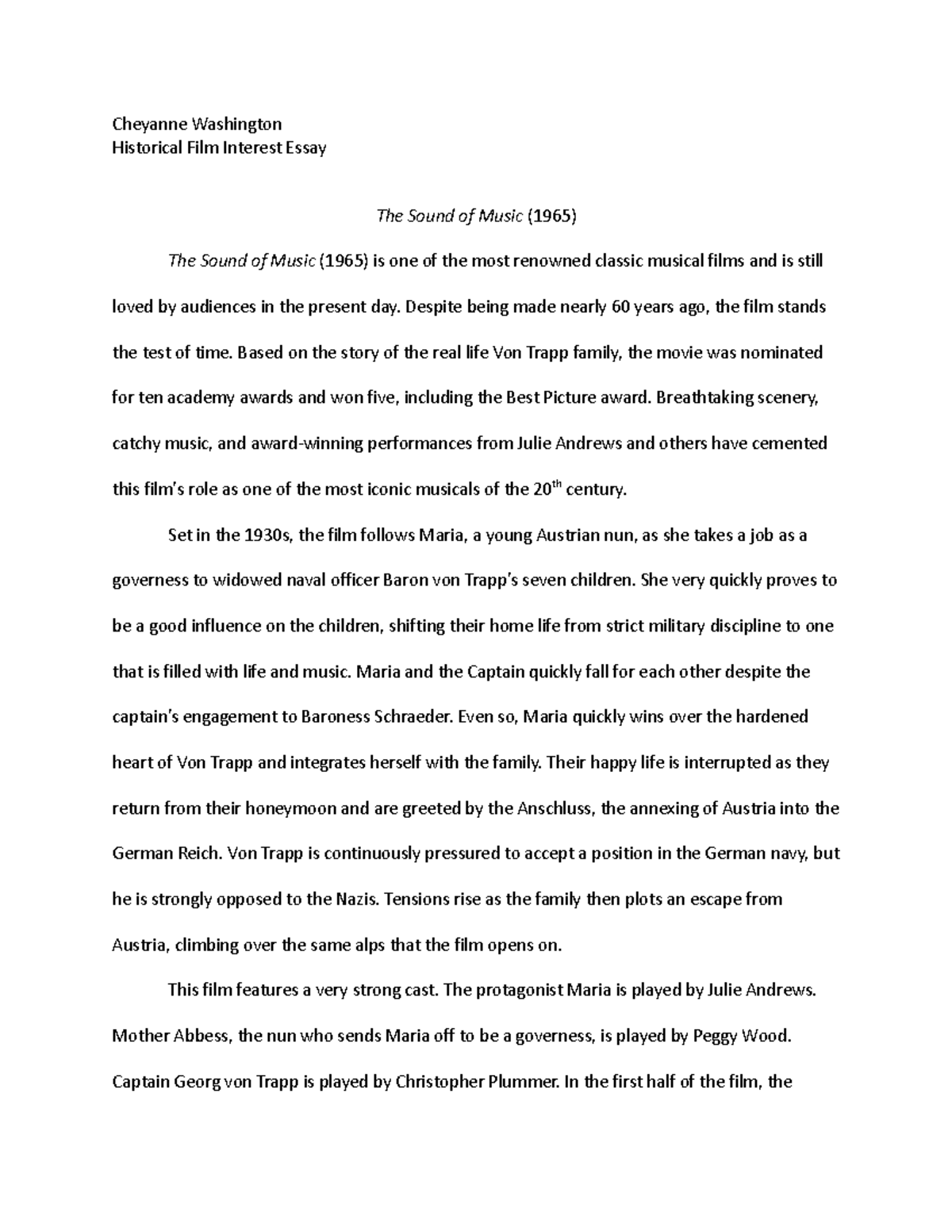 essay about historical films