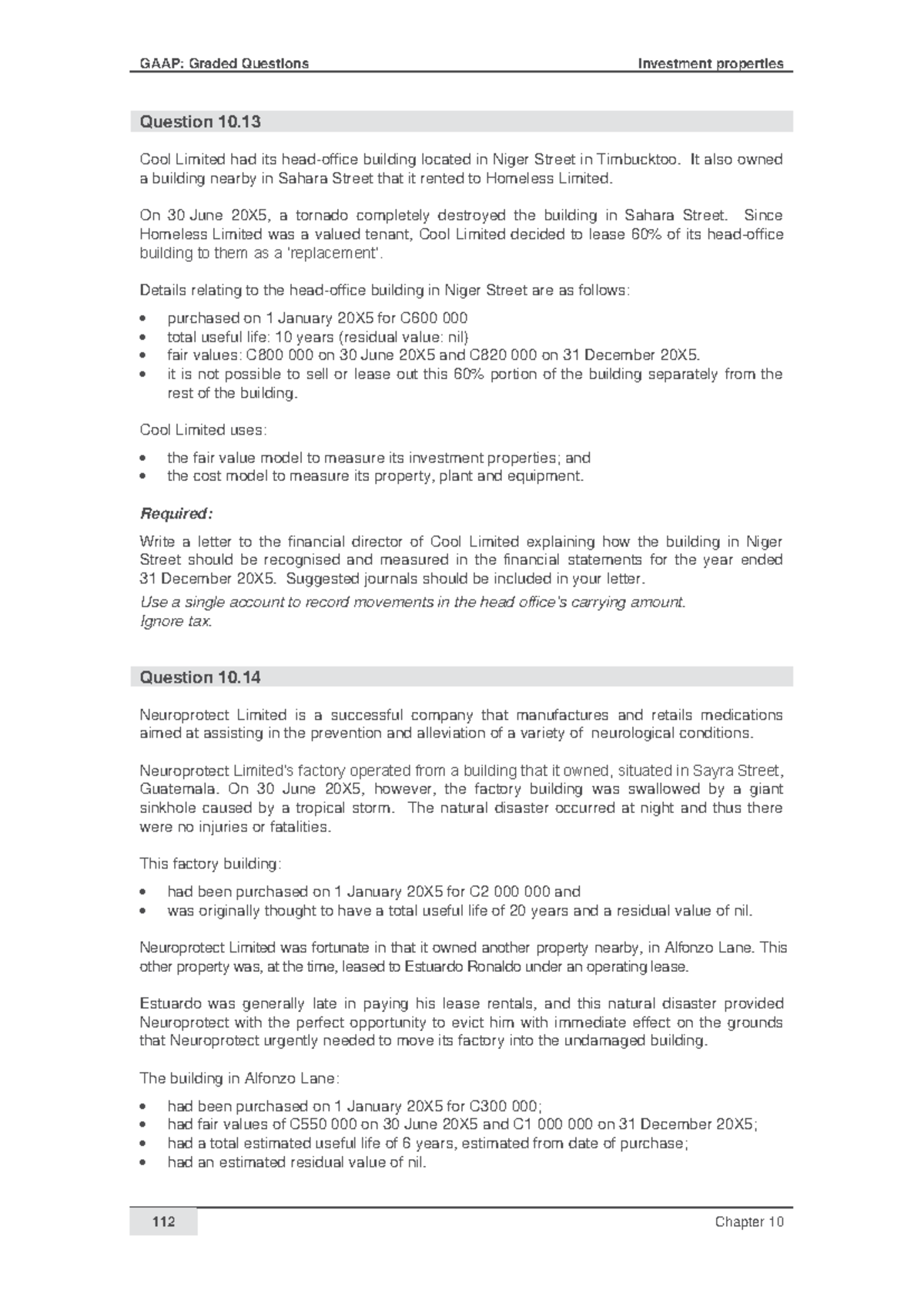 Q10 - GAAP: Graded Questions Investment properties 112 Chapter 10 ...