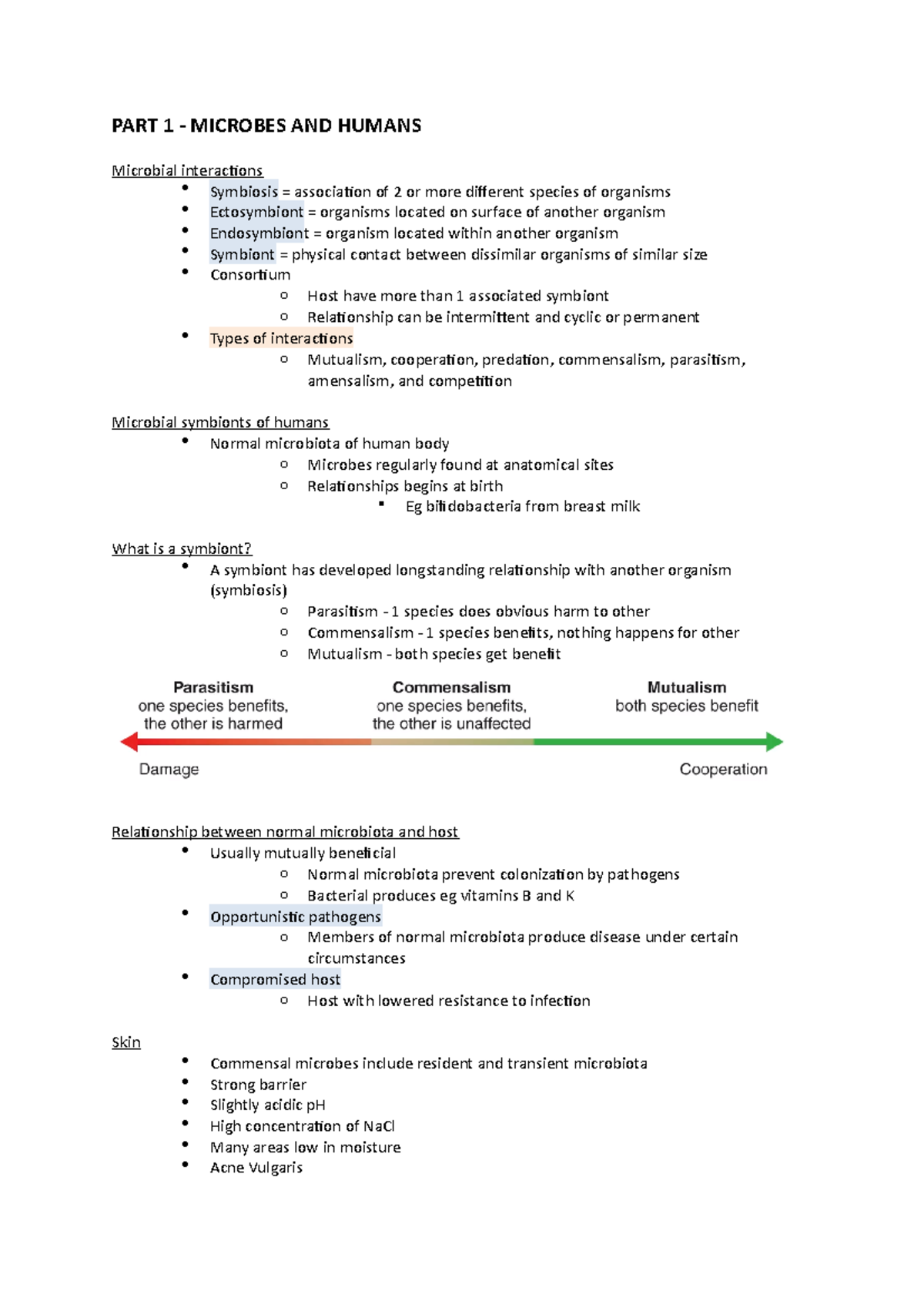 Week 13 lecture notes - PART 1 - MICROBES AND HUMANS Microbial ...