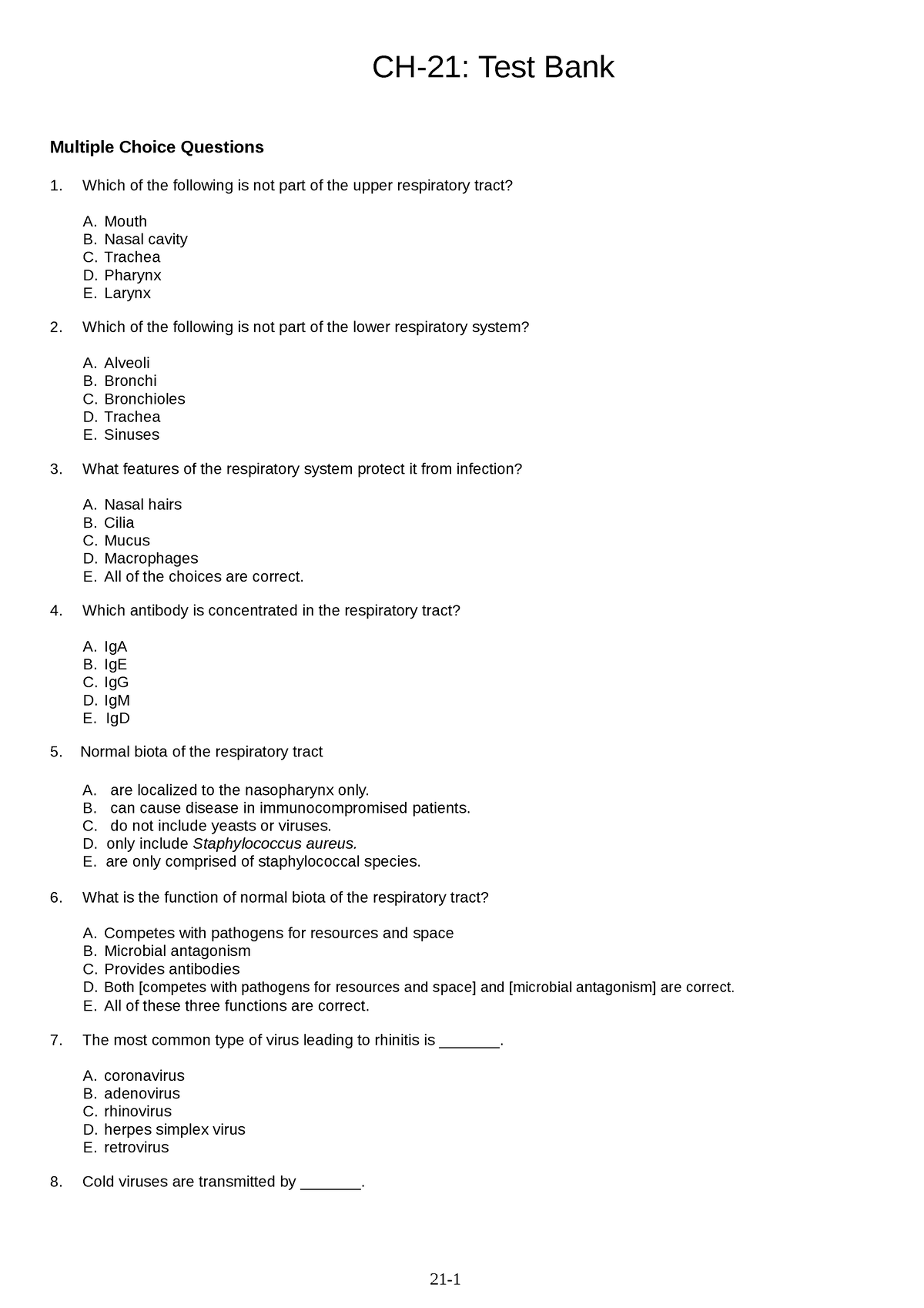 CH 21 Test Bank - Chapter 21 - CH-21: Test Bank Multiple Choice ...