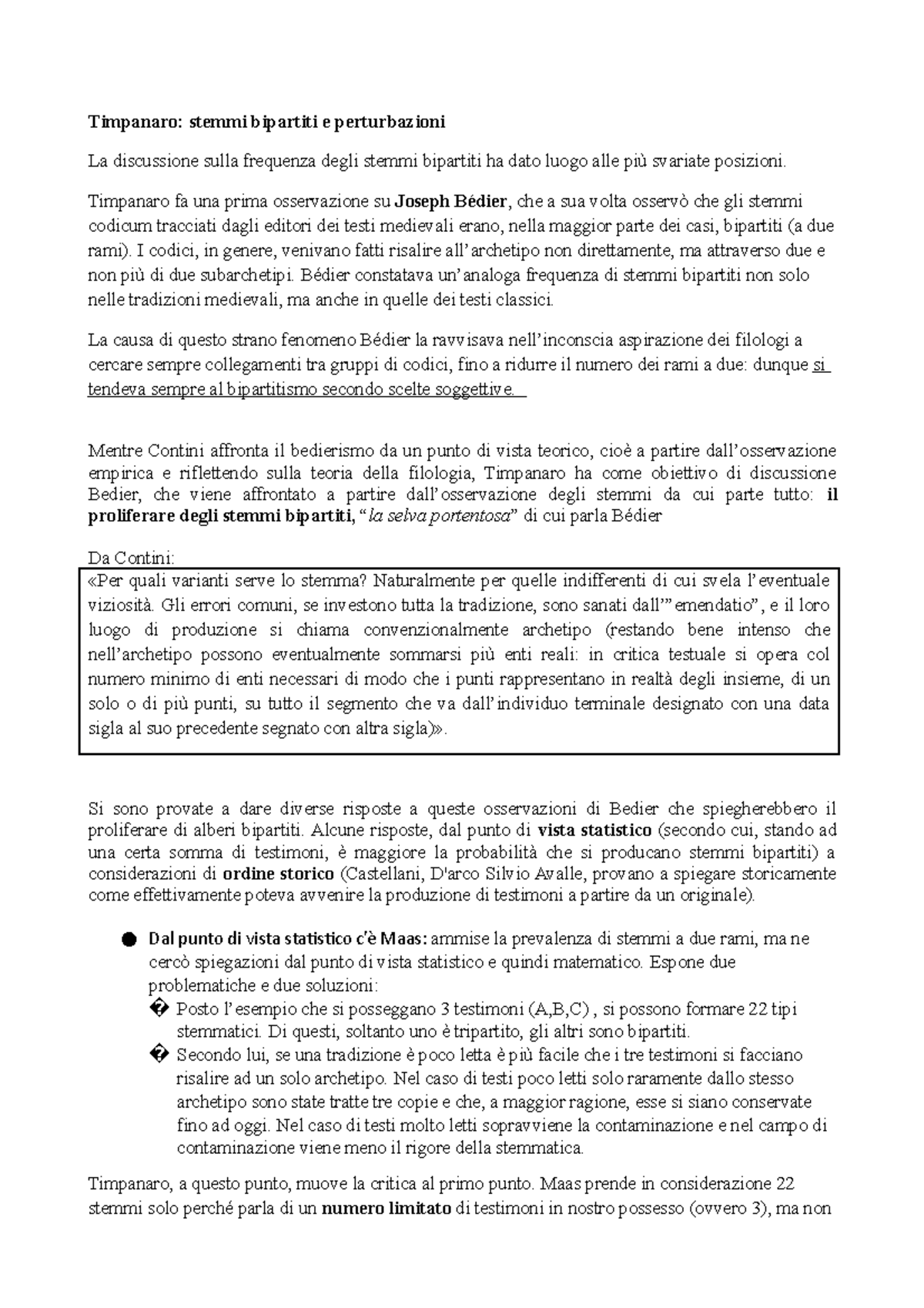 Timpanaro - Timpanaro fa una prima osservazione su Joseph Bédier , che ...