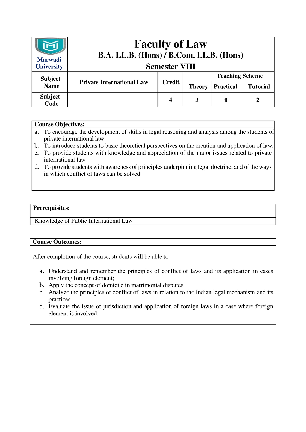 Private International Law - Marwadi University Faculty Of Law B. LL ...