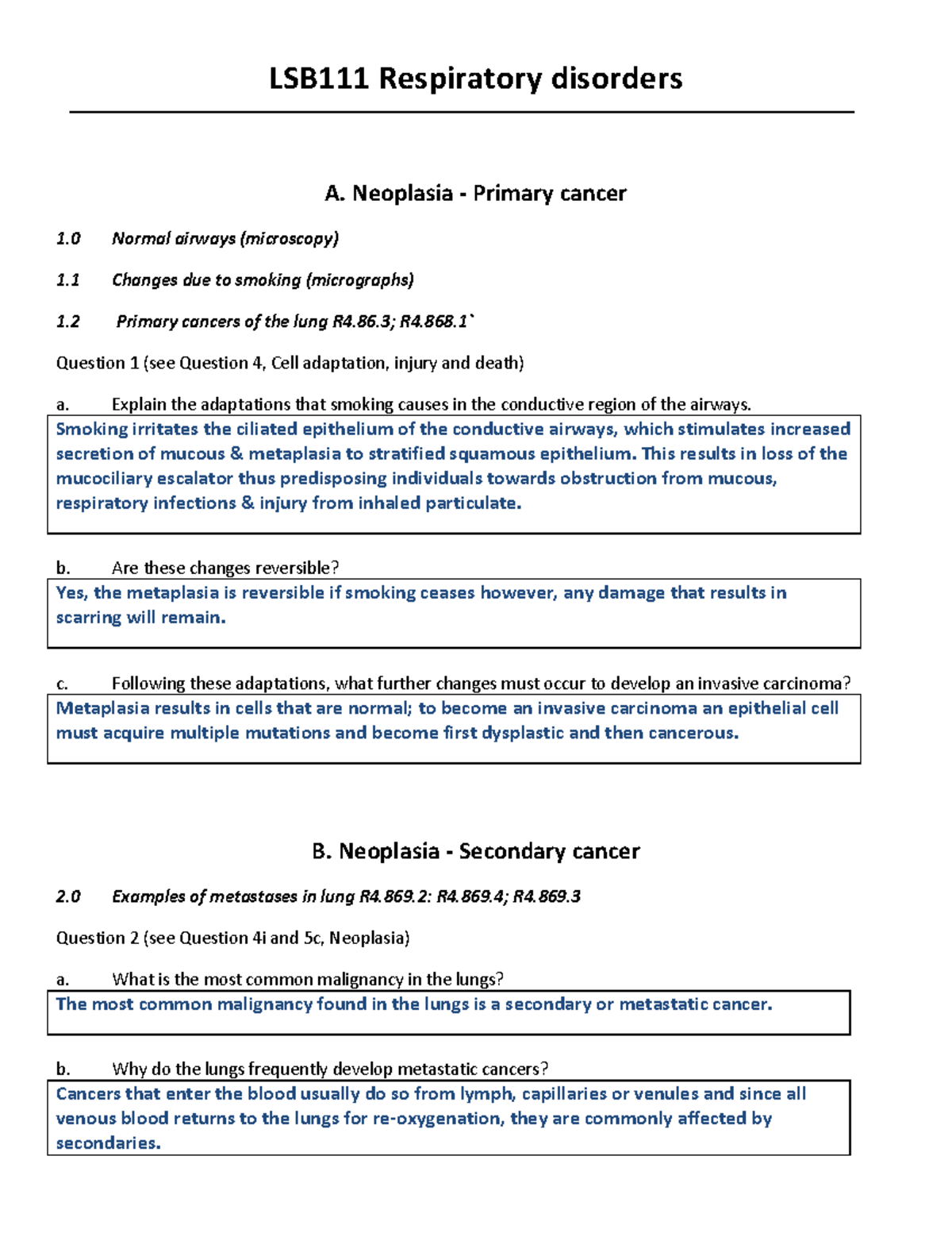 LSB111 Prac 6 Answers students Respiratory System Practical 2017 ...