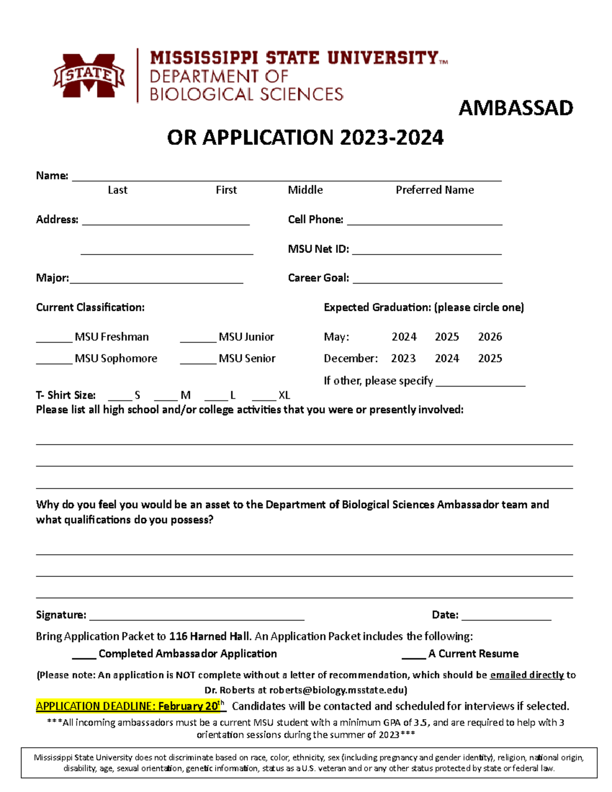 Ambassador Application 2023 - AMBASSAD OR APPLICATION 2023- Name: - Studocu