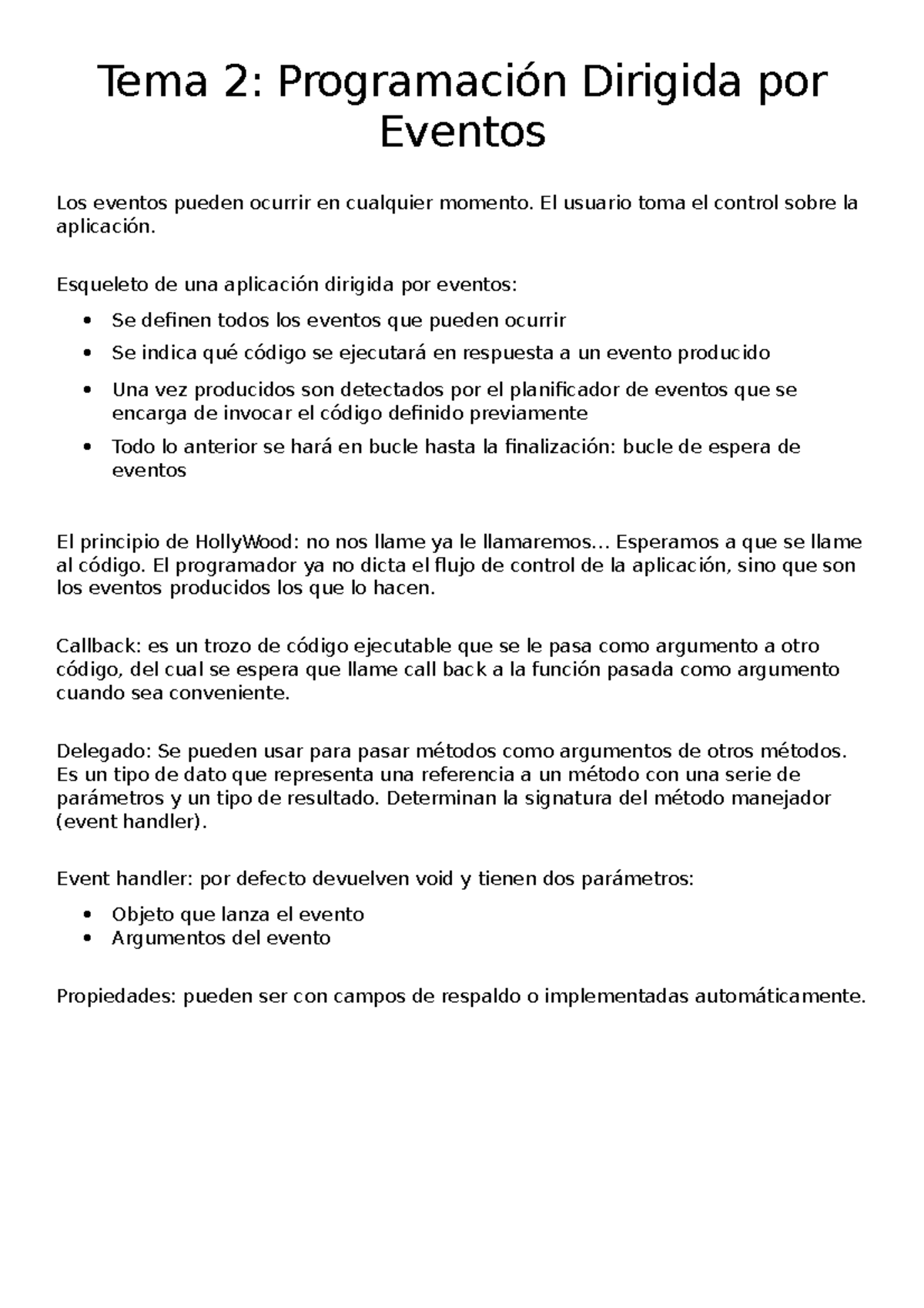 Tema2-Resumen - Tema2-Resumen - Tema 2: Programación Dirigida por ...