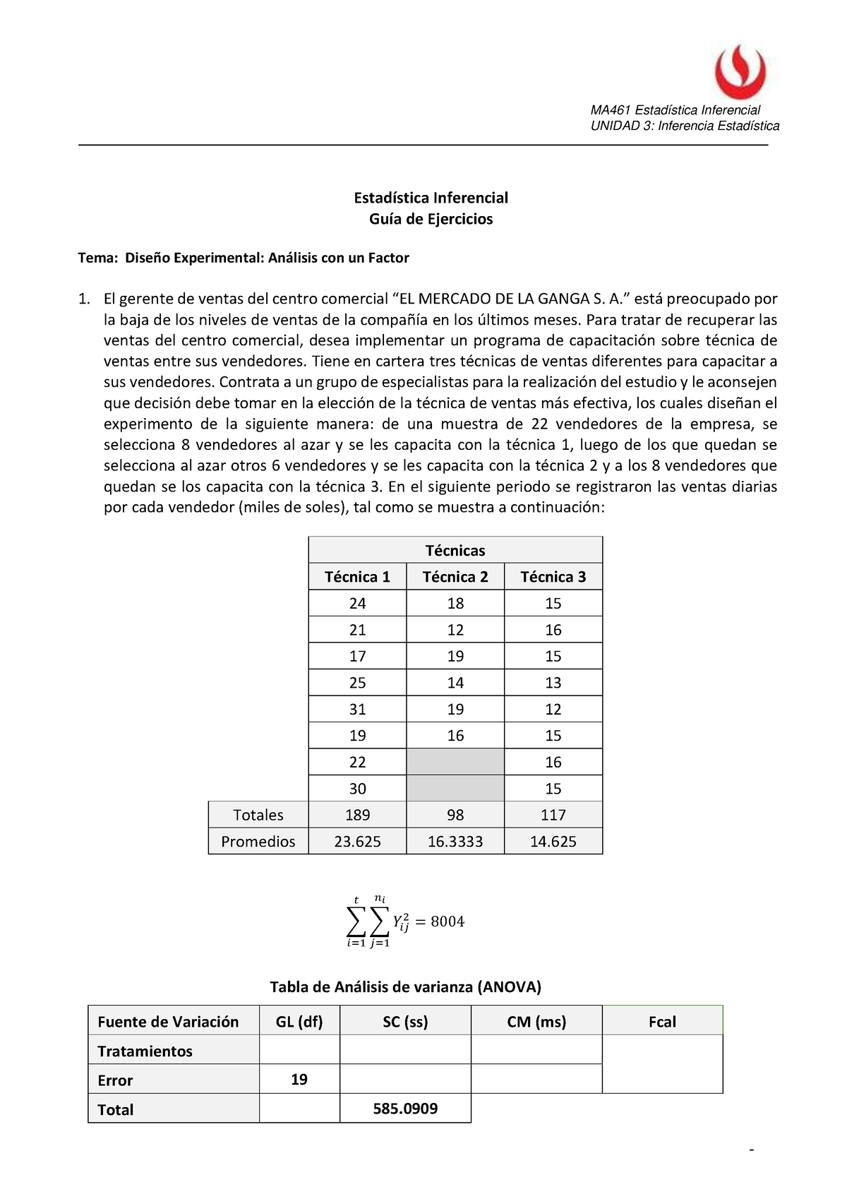 Semana 06 Sesión 01 Guía De Ejercicios - UNIDAD 3: Inferencia ...