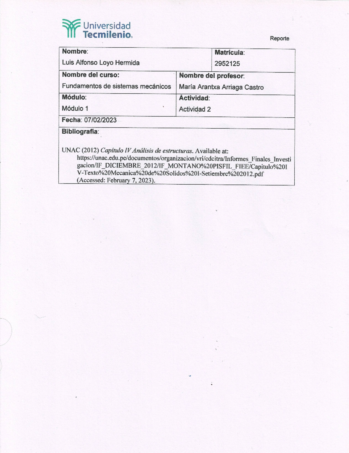 Actividad 2 Sistemas Mecánicos Fundamentos De Sistemas Mecánicos