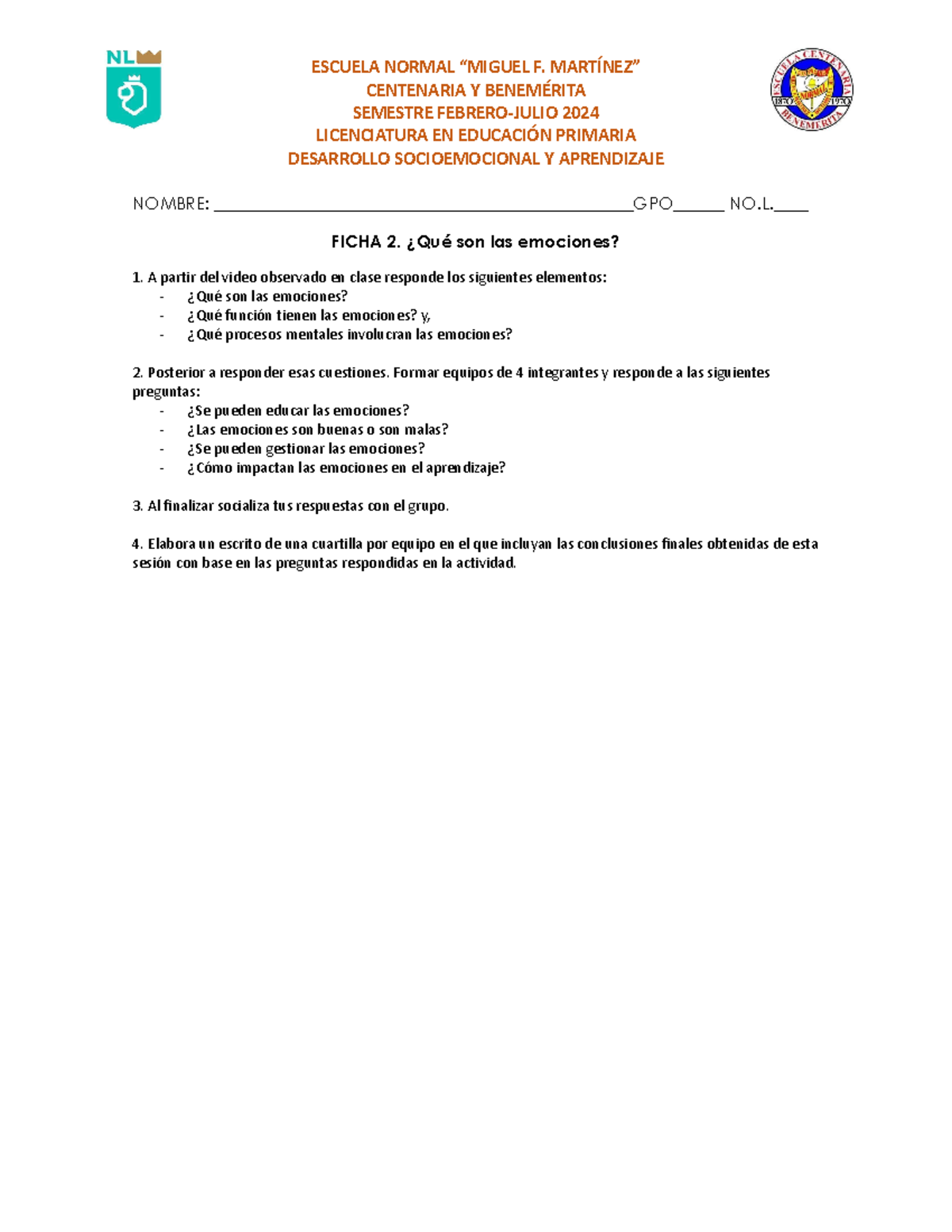 Ficha 2 Socioemocional Escuela Normal “miguel F MartÍnez” Centenaria Y BenemÉrita Semestre 6942