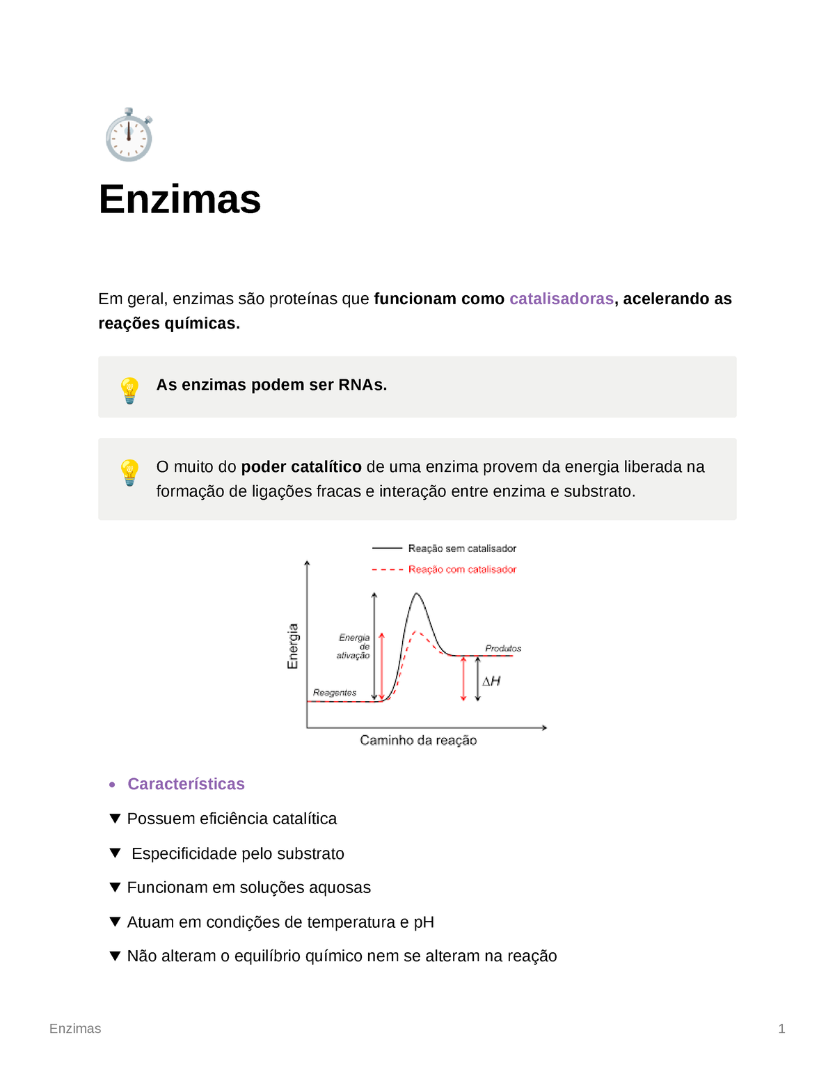 Enzimas Resumo Da Aula De Bioquímica Sobre As Enzímas Nele Há O