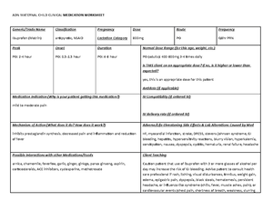 Lovenox Med - yes - ADN MATERNAL CHILD CLINICAL MEDICATION WORKSHEET ...