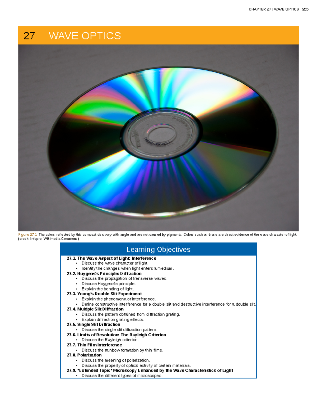 WaveOptics - Notes - 27 WAVE OPTICS Figure 27 The colors reflected by ...