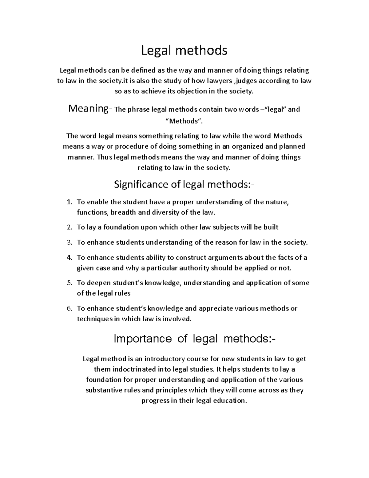 Legal methods seminar Legal methods Legal methods can be defined as