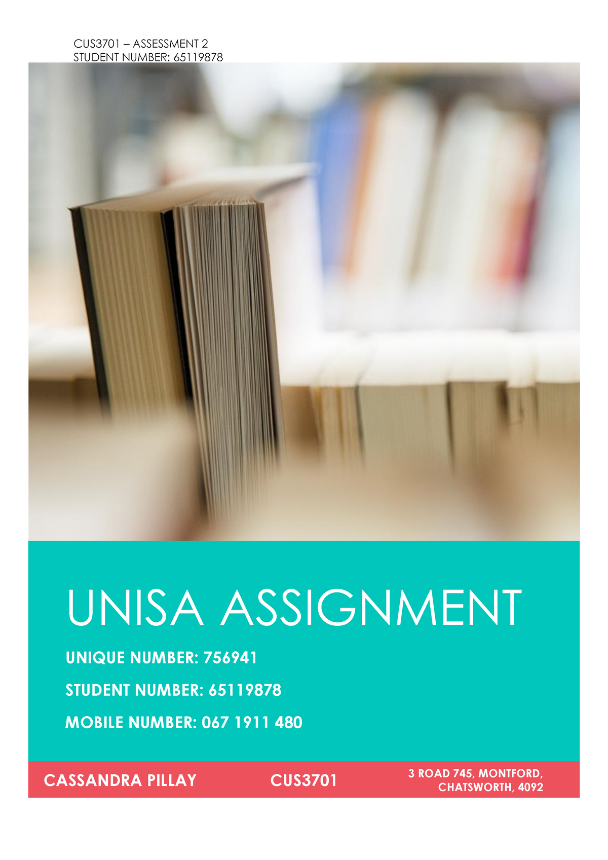 unisa unique assignment number