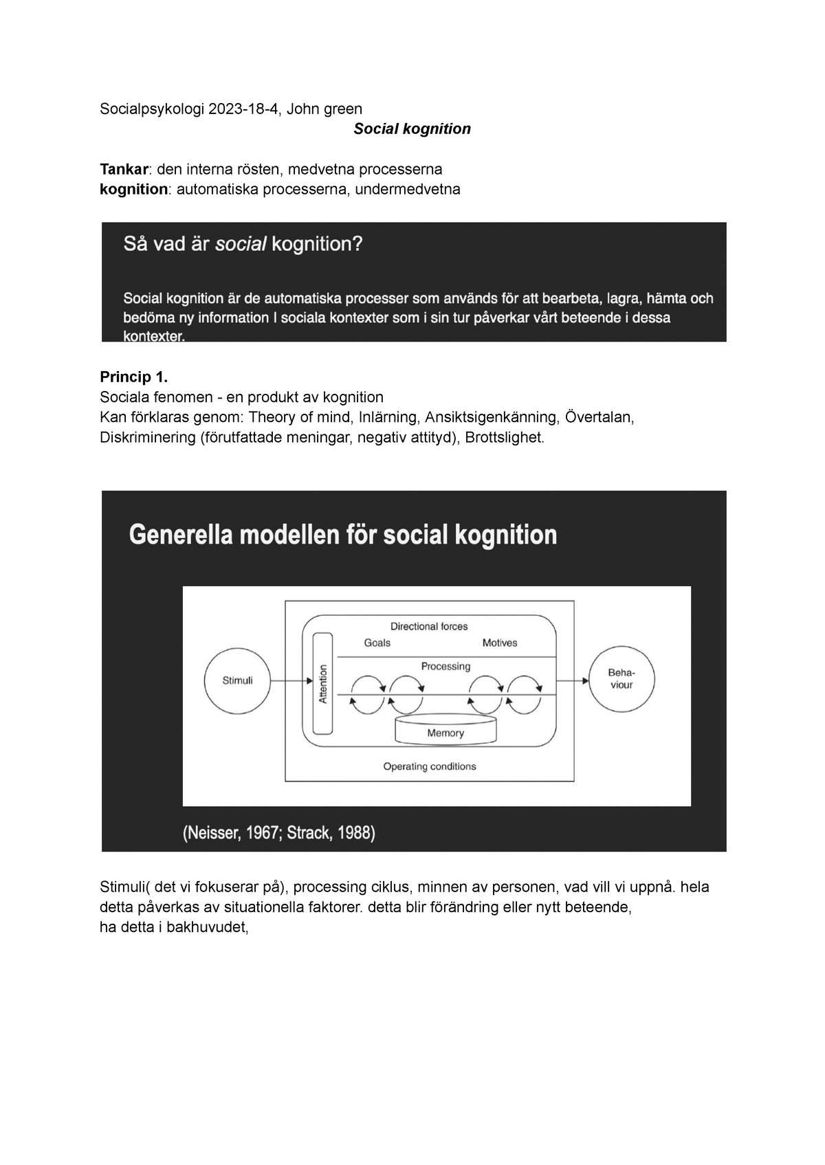 Socialpsykologi, Social Kognition - Socialpsykologi 2023-18-4, John ...