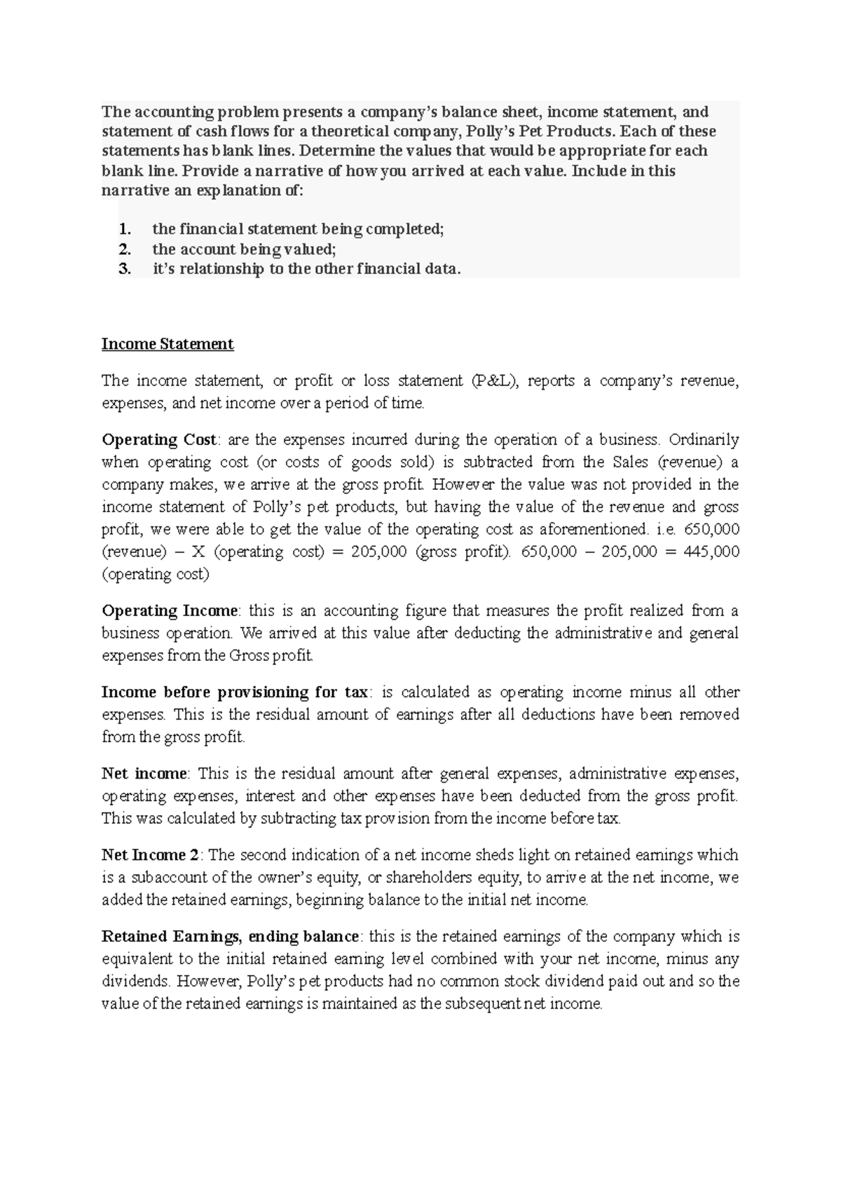 UNIT 1 Written Assignment BUS 5110 - The Accounting Problem Presents A ...