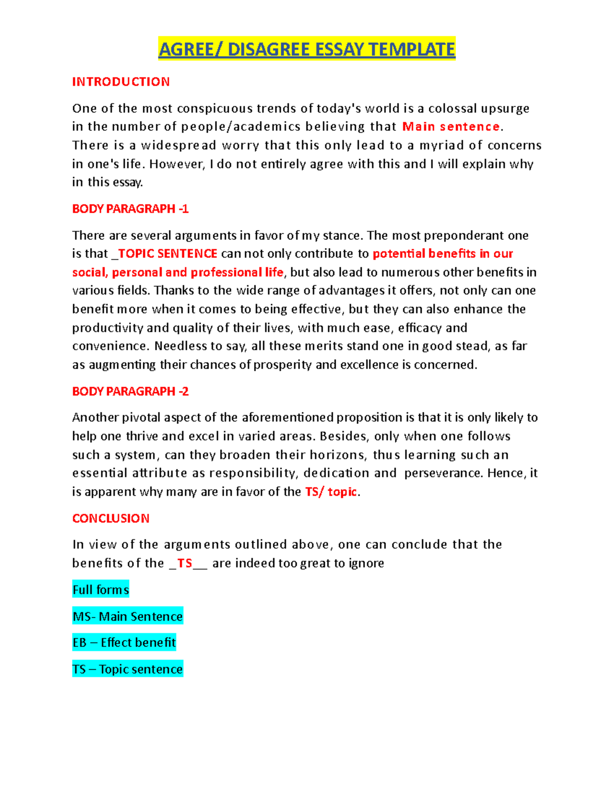 Agree Or Disagree Essay Examples Pdf