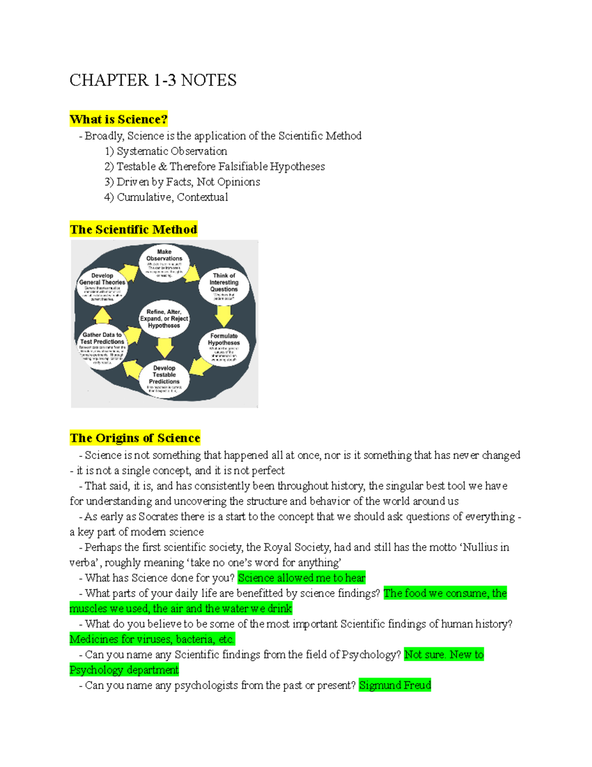 Chapter 1-3 Notes - Unit 1 Introduction To Psychology - CHAPTER 1-3 ...