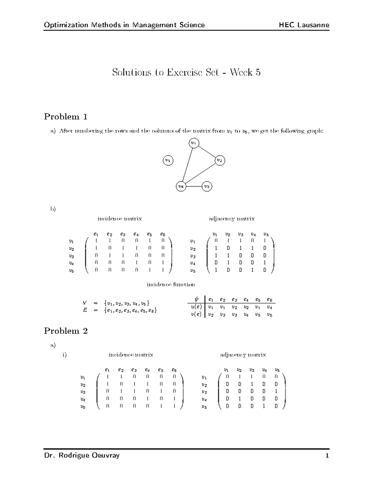 5 - hec - a) After numbering the rows and the columns of the matrix ...